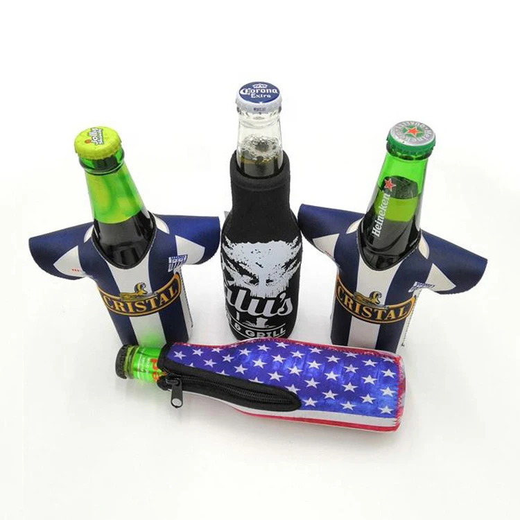 Custom New design clothes style Fashion Printed Neoprene Can Cooler beer bottle cooler holder