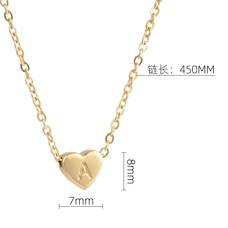 DAIHE Fashion Jewelry 18k Gold Plated Letter Necklace Stainless Steel Heart Pendant Necklace for Women