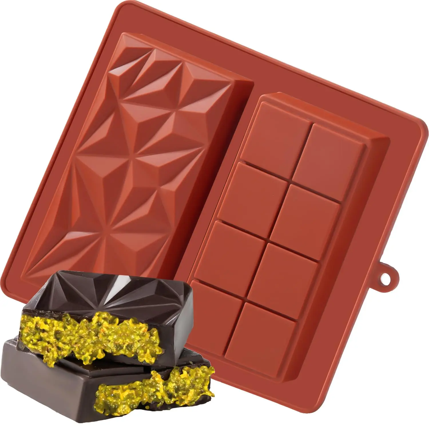 Factory OEM Product Safe Square Block Handmade Chocolate Molds Silicone Chocolate Bar Mold for Baking