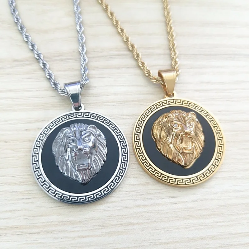 MECYLIFE Acero Inoxidable Joyeria 3D Men Hiphop Jewelry Necklace Zircon Eye Fashion Lion Head Pendant Necklace