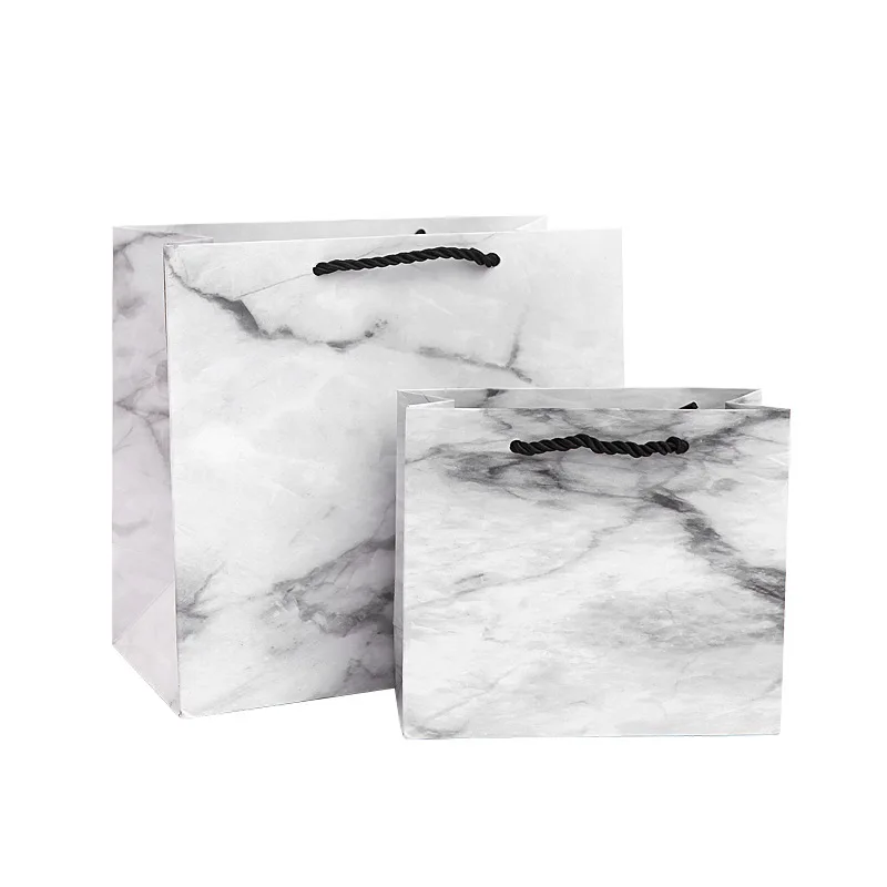 Wholesale Custom Printed Logo Luxury Marble Clothing Boutique Packaging White Gift Craft Shopping Paper Bag With Handles