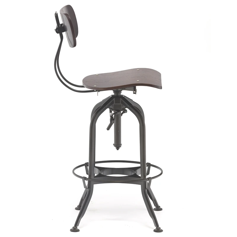 China Supplier Bar Furniture Wood High Bar Stool Chair with Metal Legs