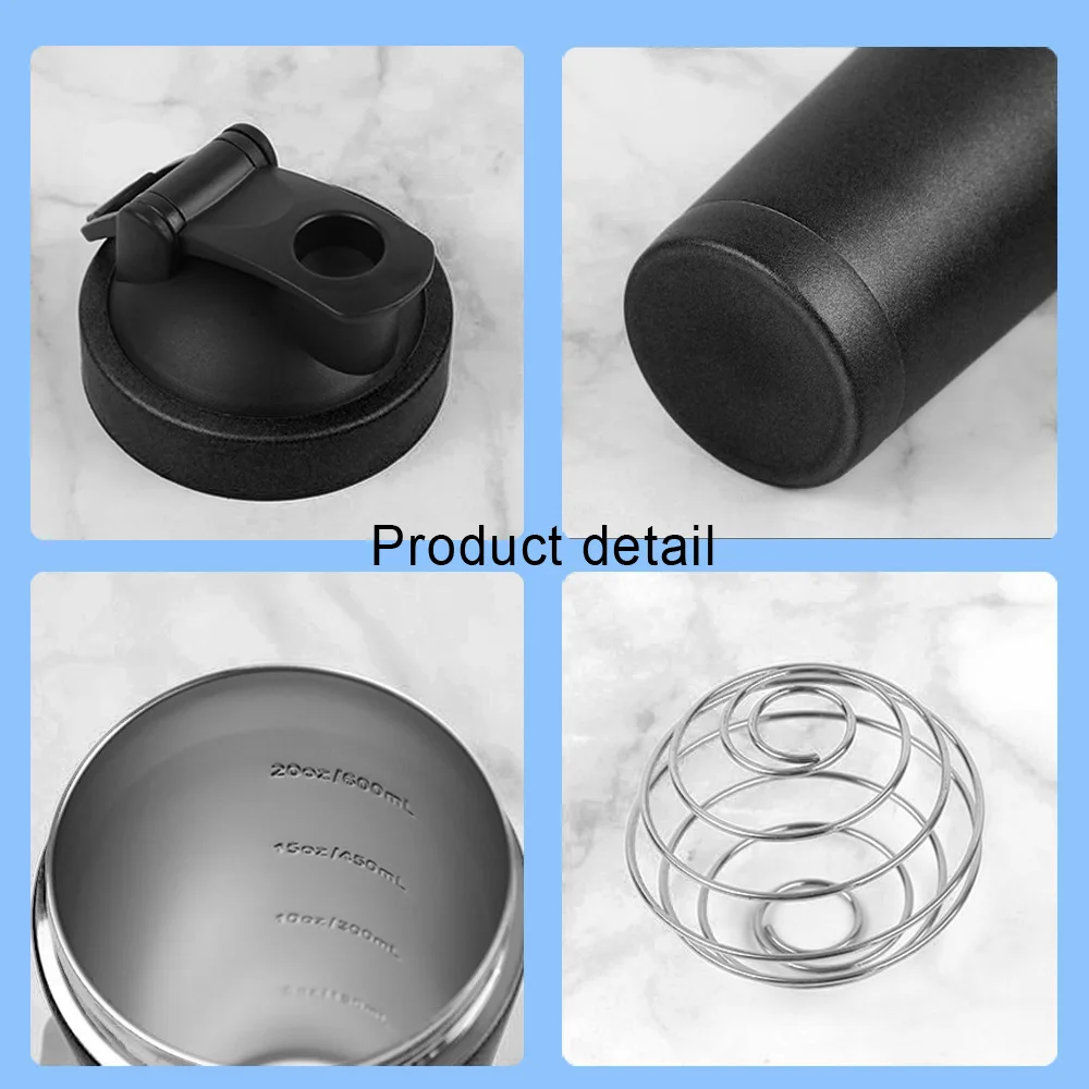 Custom Logo 24oz Sport Shaker bottle Double Wall Metal Stainless Steel Flask Gym Fitness Workout Mixer Protein Shaker Bottle