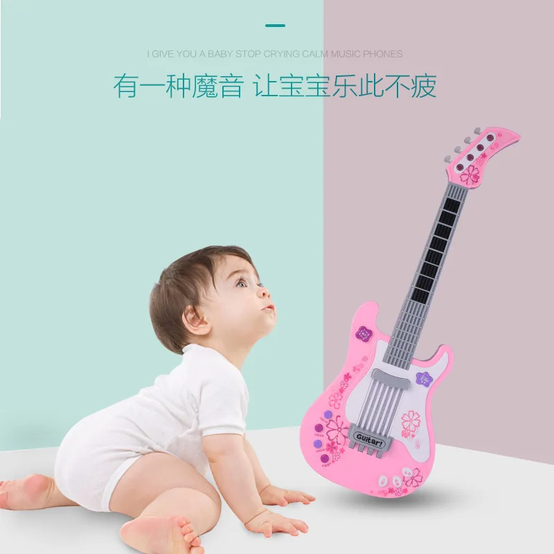 Wholesale Kids Guitar Electric Musical Toy Instrument with 4 Play Modes Lights & Music for Boys and Girls simulation bass player