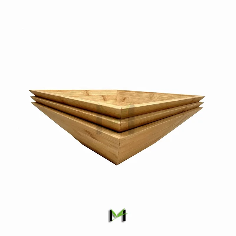 Wooden Salad Bowl Sets Bamboo Square Bowls For Popcorn, Chips And Dip Bowl,  Picnic Or Party