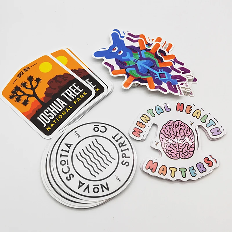 UV Resist Printing Waterproof Durable White Vinyl PVC Self Adhesive Die Cut Customized Logo Sticker Custom Stickers