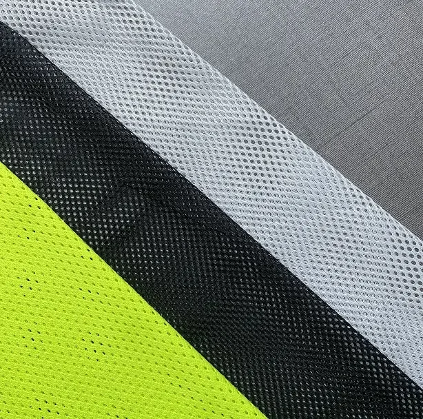 High Visibility Hi Vis Fluorescent Orange Polyester Net Mesh Fabric For Reflective Safety Vest