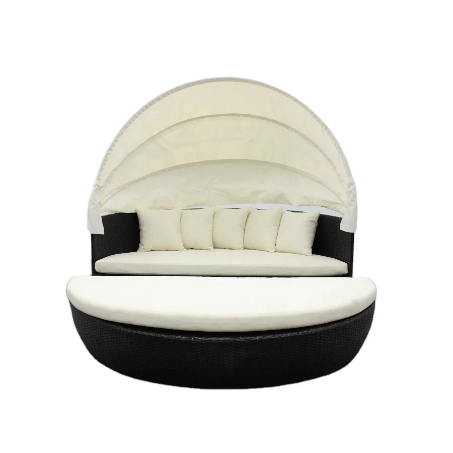 
wicker outdoor rattan round canopy daybed/ sunbed / sun lounger pool furniture 