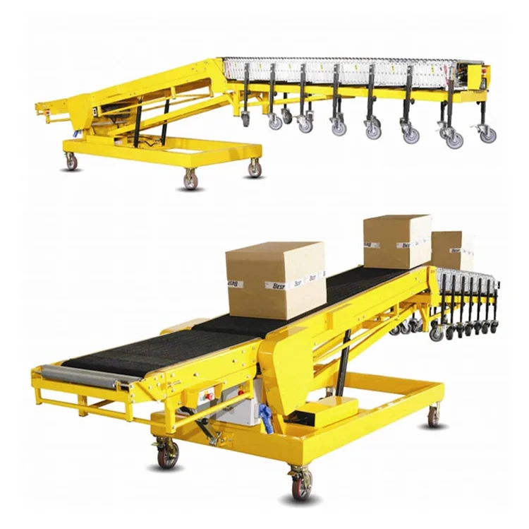 truck loading unloading conveyors / movable inclined  extendable telescopic belt conveyor connect with roller conveyors for DWS