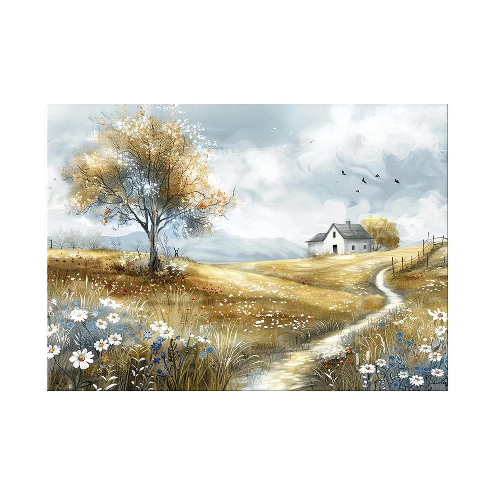 High quality vintage landscape Country cottage poster Country farmhouse painting Wall Deco Art frame canvas wall art
