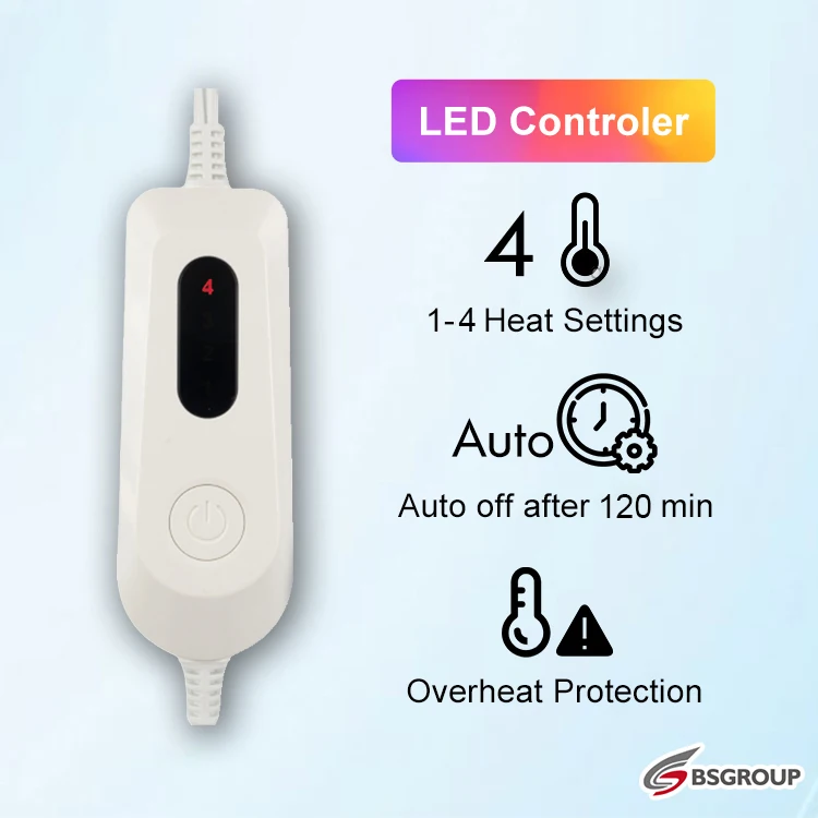 2024 new 110v 50x60inch 4timer queen size flannel sherpa heated blanket electric throw therapy