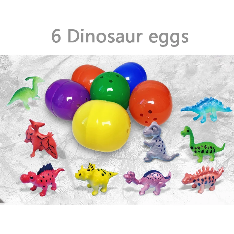 QS Customized Dinosaurs Eggs Gacha Machine Dino Capsule Figure Toys Model For Boy Kids Gift 6PCS