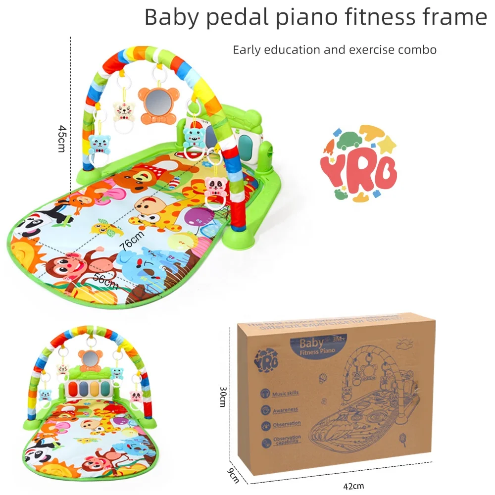 Yrb Wholesale Activity Fitness Sleeping Game Blanket Baby Play Gym Mat Baby Musical Educational Toy Mat with Piano Pedal