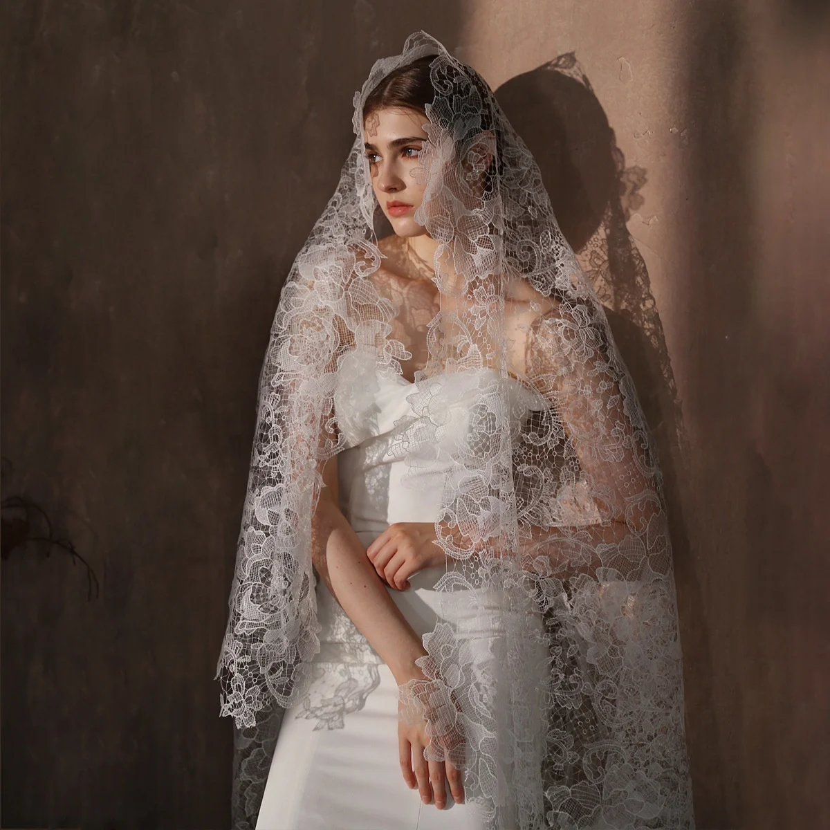 One Layers White Lace Flower Bridal Veil Head Piece Wedding Wear Accessories Mariage Women Single Veils