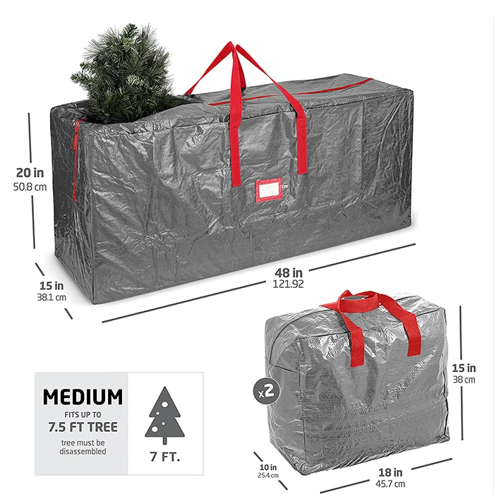 Лидер продаж, Высококачественная полиэтиленовая Водонепроницаемая Праздничная прочная сумка на молнии для рождественской елки
