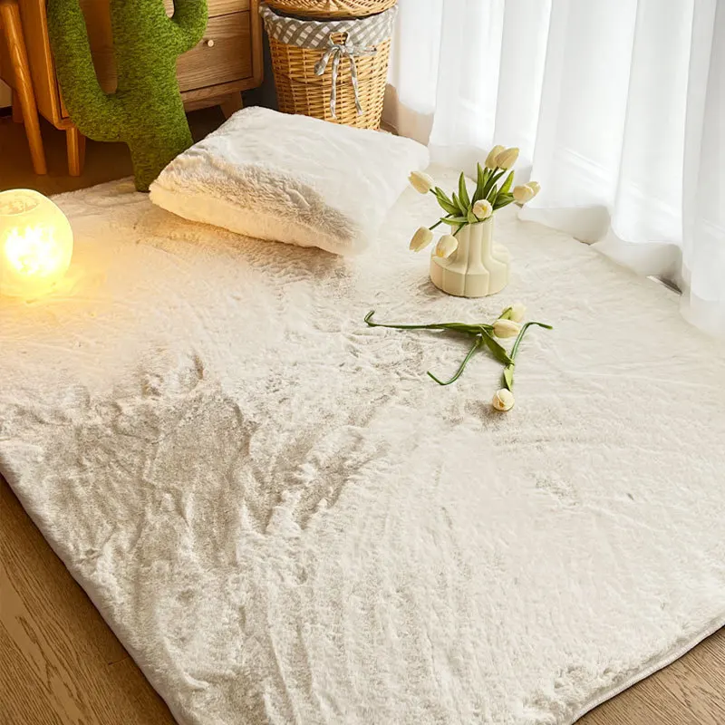 Lovely Flocking Imitation rabbit velvet material bedroom faux rabbit fur rug bedside carpet floor mat for sofa living room