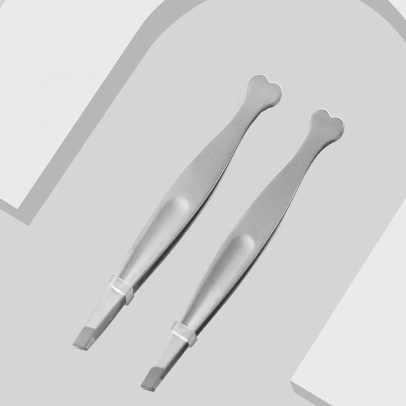 Heart Shaped Stainless Steel Eyebrow Tweezers Flat and Slanted Tip Hair Clip for Beauty False Eyelash Use