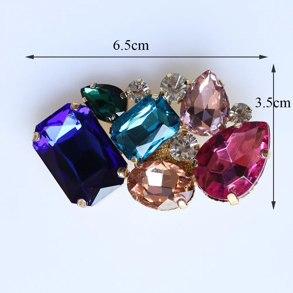 Bling bling multi color glass rhinestones metal buckles shoe decorations removable shoe clip hardware for bridal