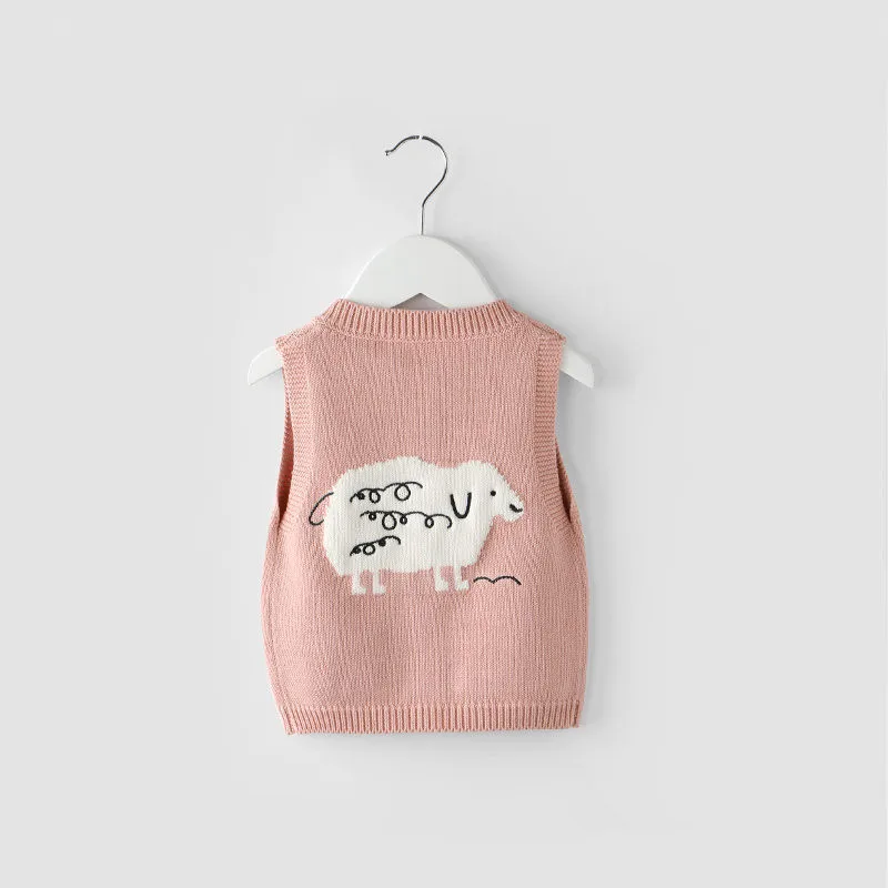 
Kids Vest Sweaters New Baby Boys Girls Sleeveless Clothes Autumn Winter V-neck Cotton Solid Color 4241 02 
