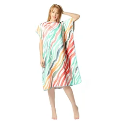 Printed adult bath towel cloak with hood absorbent quick-drying bathrobe can be worn for travel