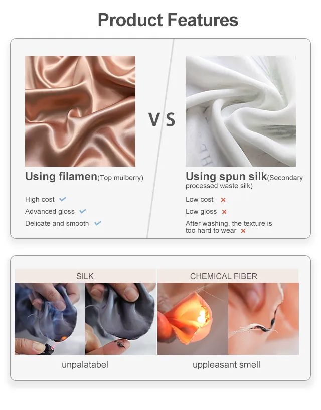 China Factory Supplier OEM Custom color or printed 100% Mulberry silk paj in stock