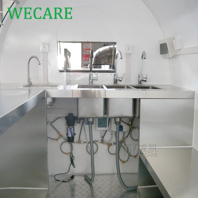 WECARE Custom Mini Round Food Trailer Fully Equipped Street Small Mobile Coffee Ice Cream Hot Dog Fast Food Cart Design for Sale
