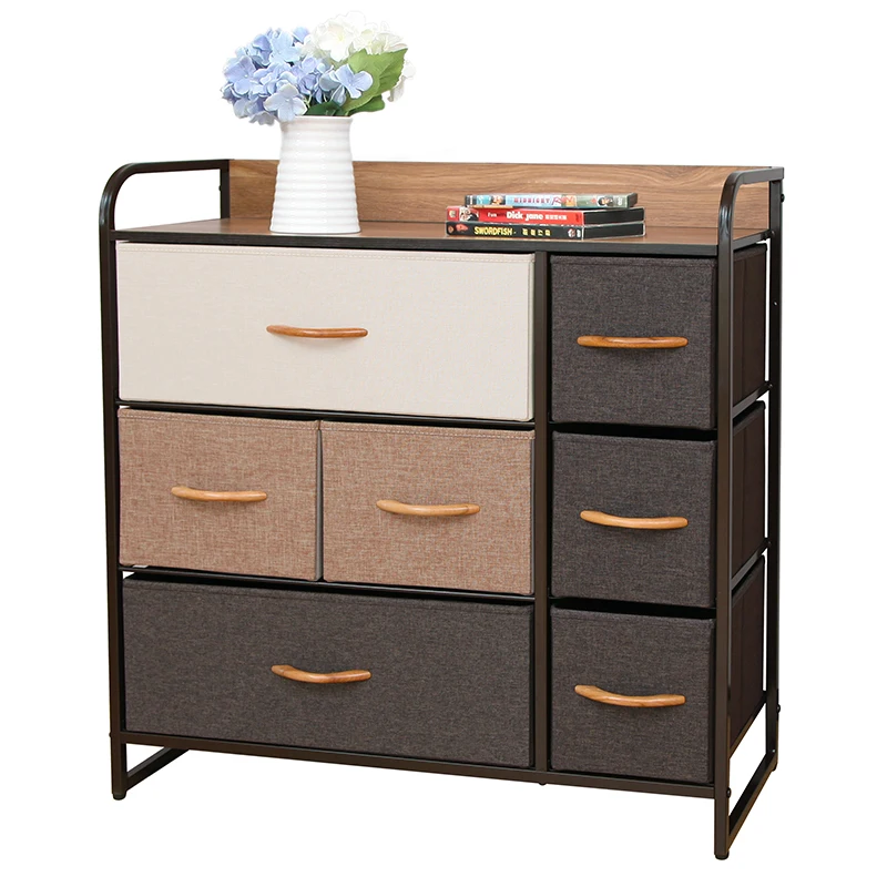 Customized 5L-612 metal chest black wrought iron antique metal wood cabinet chest of drawers supplier