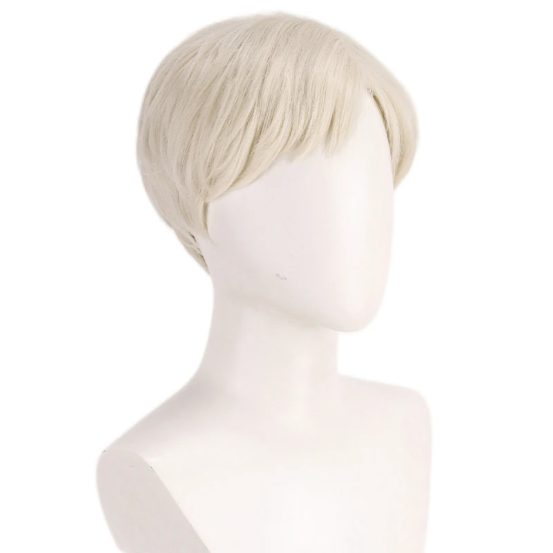 Wholesale Fashion Short Wig White Heat Resistant Synthetic Wig Natural Straight Hair Chemical Fiber Wig Mature Men