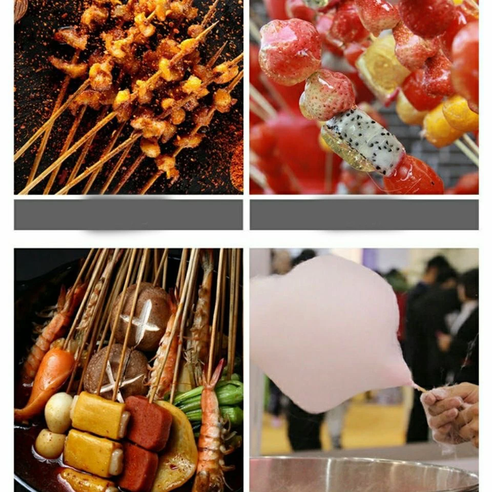Barbecue skewers for Oden spicy hot pot and Guo Kui chicken available with laser engraved LOGO disposable round bamboo skewers