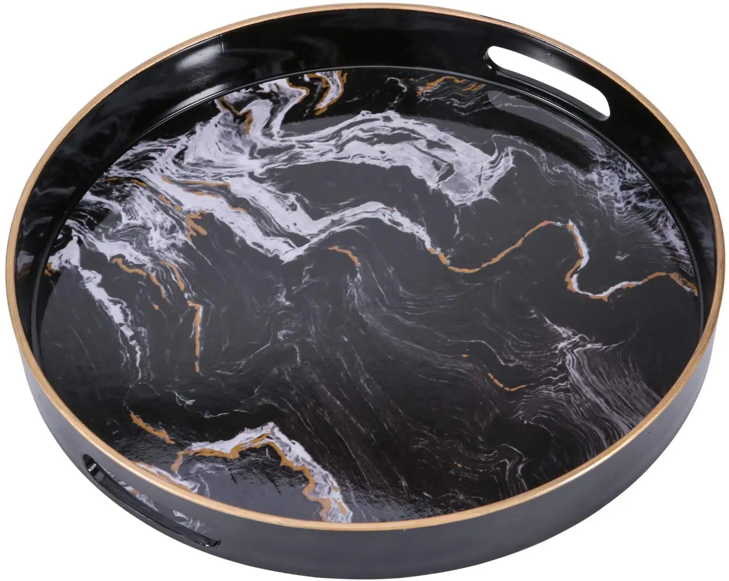 Marbling Plastic Tray Modern Vanity Round Decorative Tray
