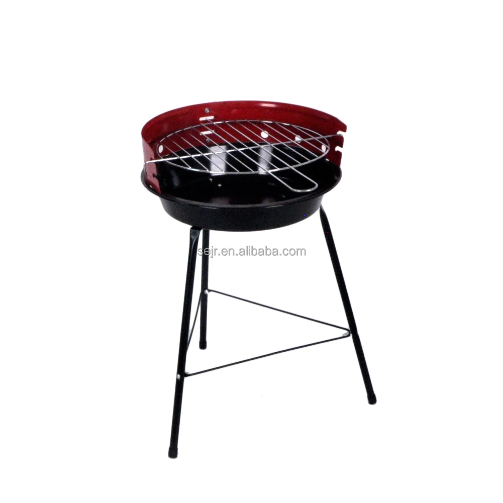 SEJR Portable BBQ Charcoal Grill Round Barbecue Grill Classic 30 x 48 cm Black&Red