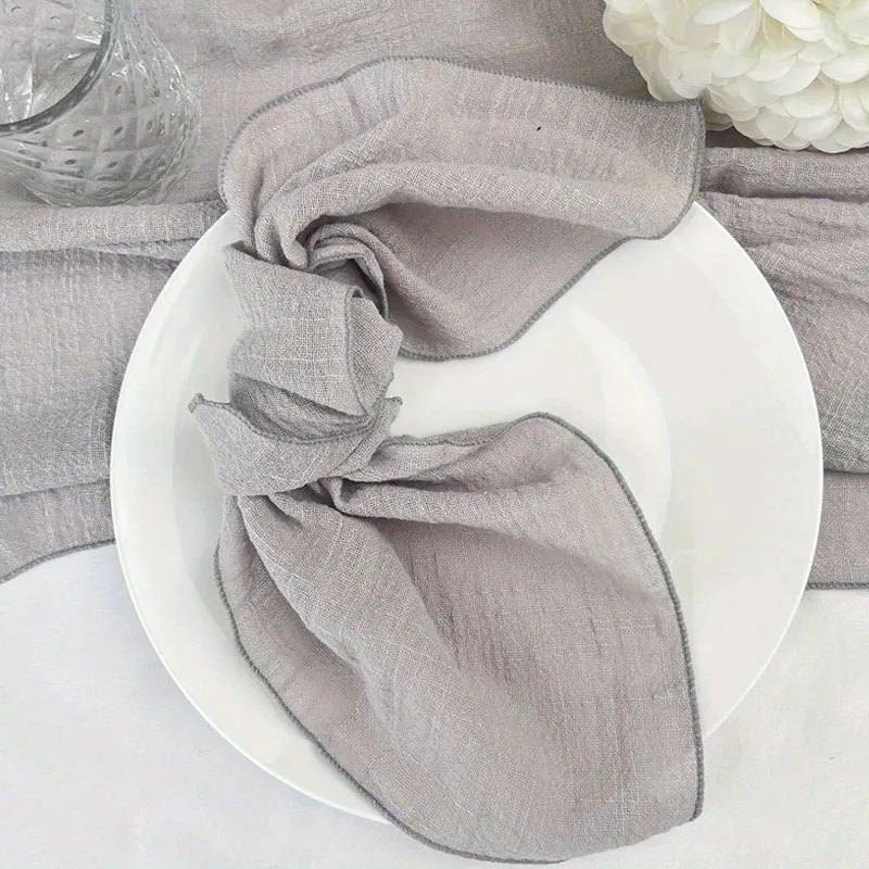 Sage green Color Washable Kitchen Napkins Cloth Fabric RestaurantTable Decor Custom Reusable Cotton tea towel Linen Napkins