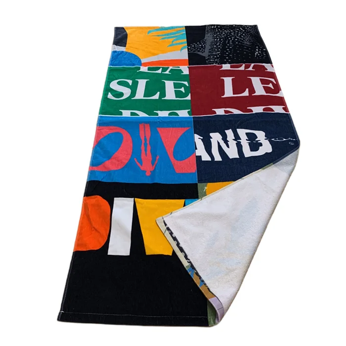 Custom Premium 100% Cotton Velour Beach Towels Sand Free Full Color Digital Sublimation Reactive Printed Bath Towels