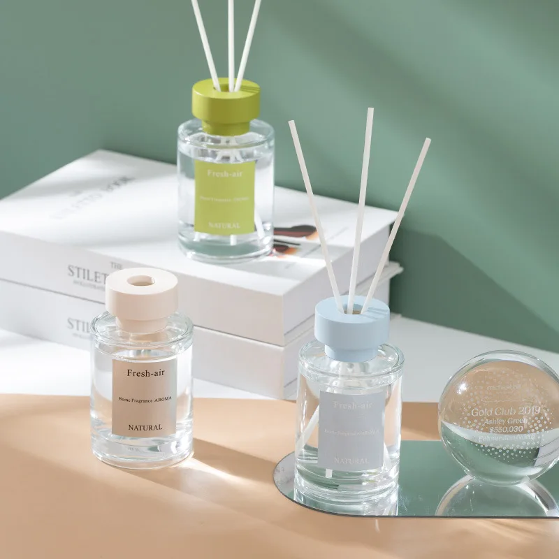 Eco-Friendly 120ml home fragrance reed diffuser Scent Air Freshener plastic wood cover color aromatherapy ornaments with sticks