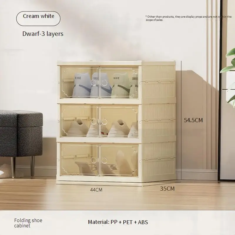 Folding Shoe Cabinet FREE Installation Required Large Capacity, Multi-Layer Household Plastic Transparent Storage Shoe Box