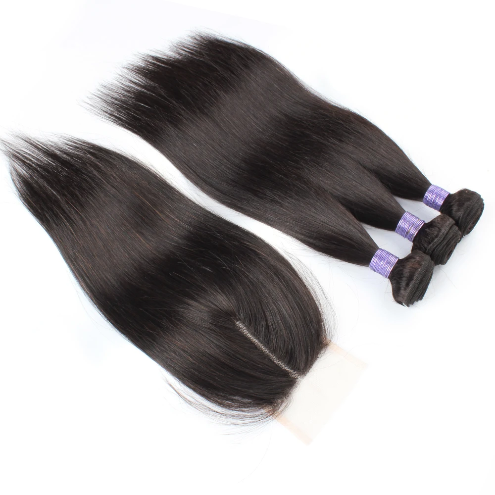 
Wholesale 100% unprocessed grade 10a virgin Brazilian hair 3 bundles with a 4*1 lace closure 