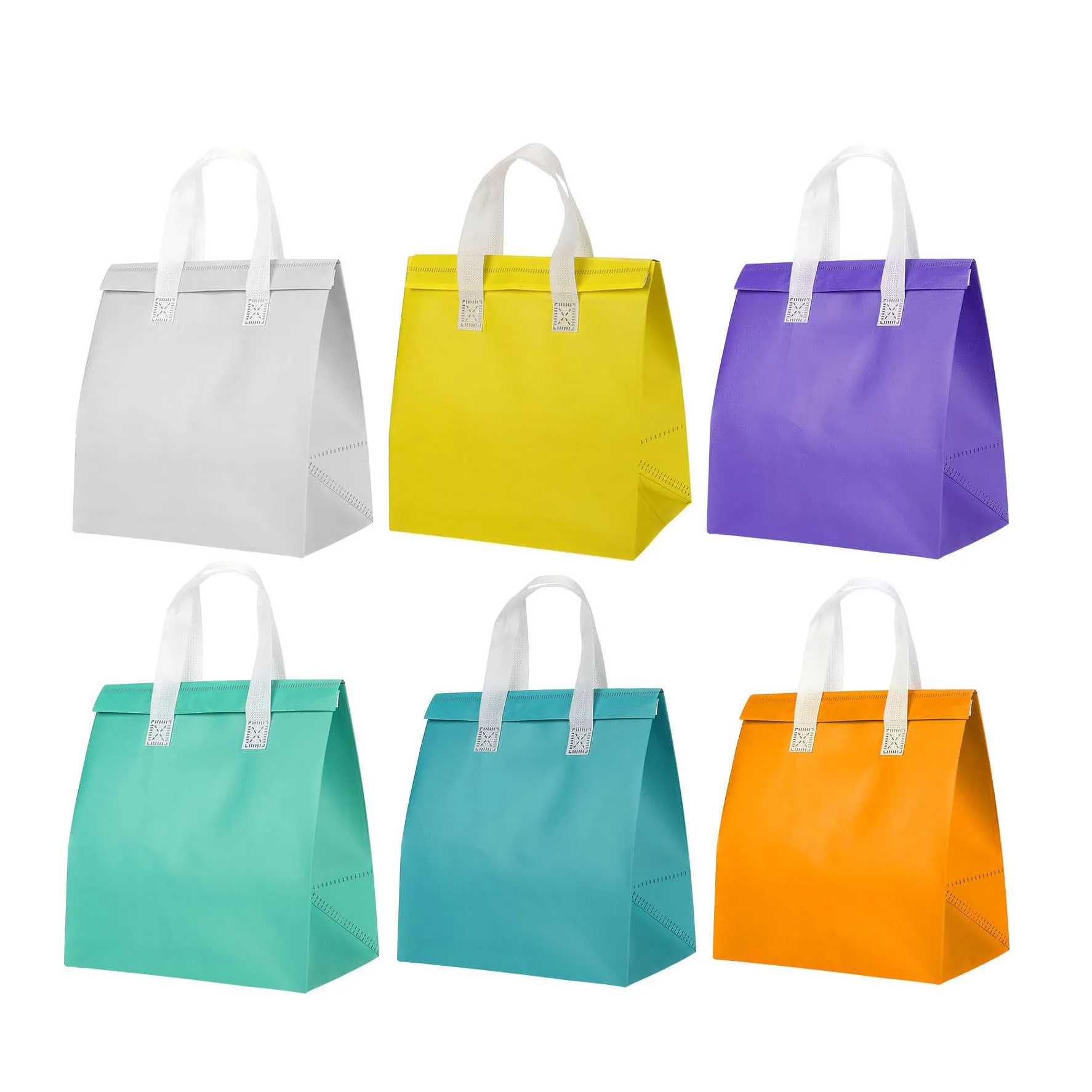 Custom Cooler Lunch Bag Waterproof Non-Woven Grocery Thermal Bag Letter Aluminum Foil Food Insulated Take Away Bag For Delivery