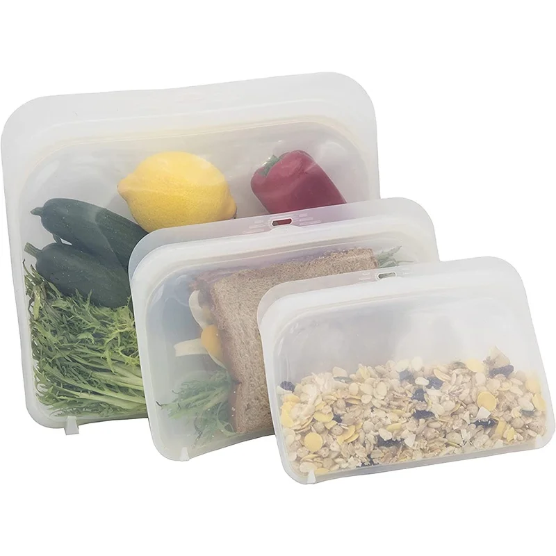 New Hot Sell Environmental Protection Ieak-Proof Sealed Self-Sealing Container Set Reusable Silicone Food Storage Bag