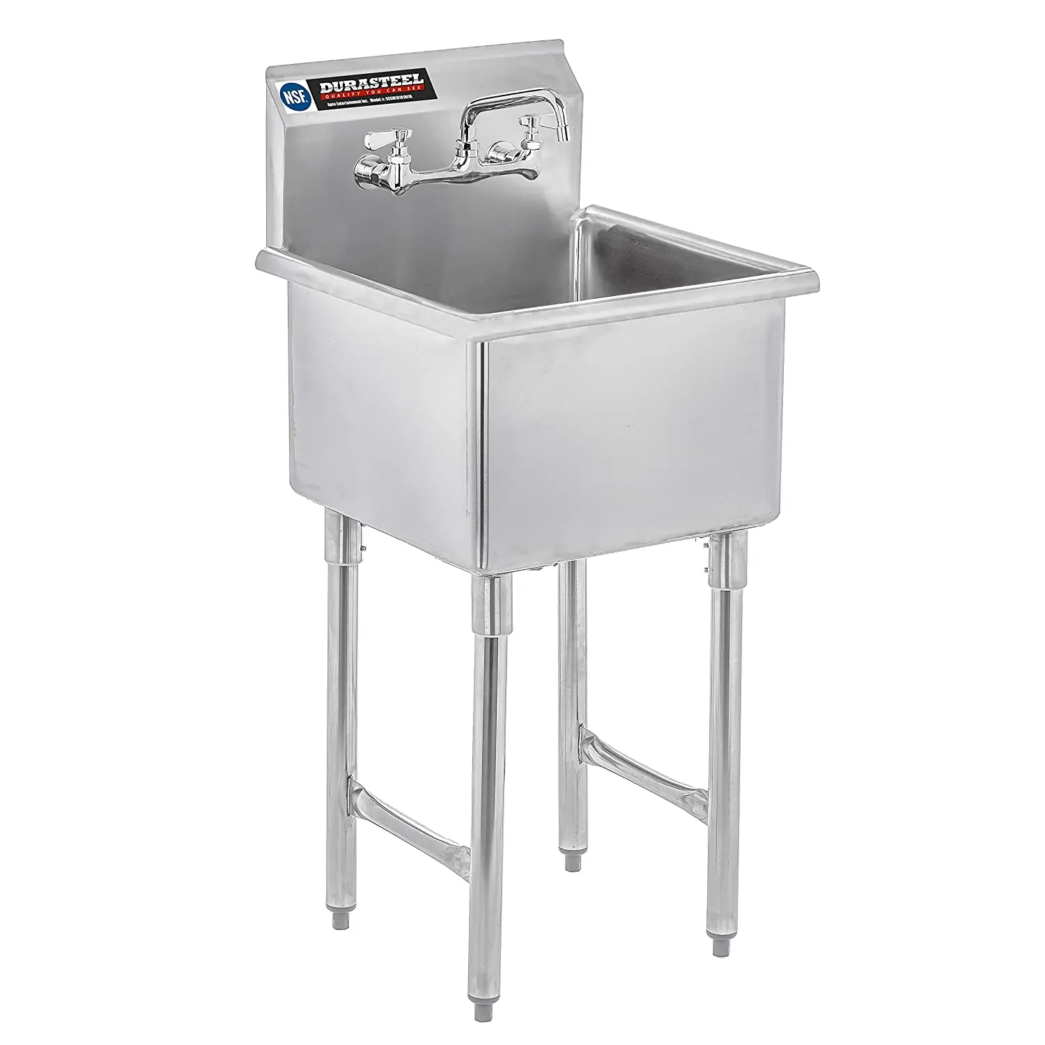 Stainless Steel Utility Sink Steel 1 Compartment Commercial Kitchen Sink Single Inner Tub with Restaurant Kitchen Laundry Garage