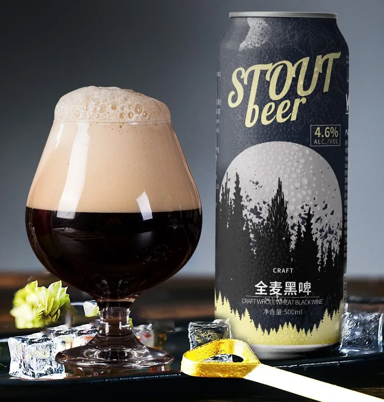 Wholesale Price OEM 500ml Alcoholic Beverage Drink Extra Strong Craft Black Dark Stout Beer in Cans