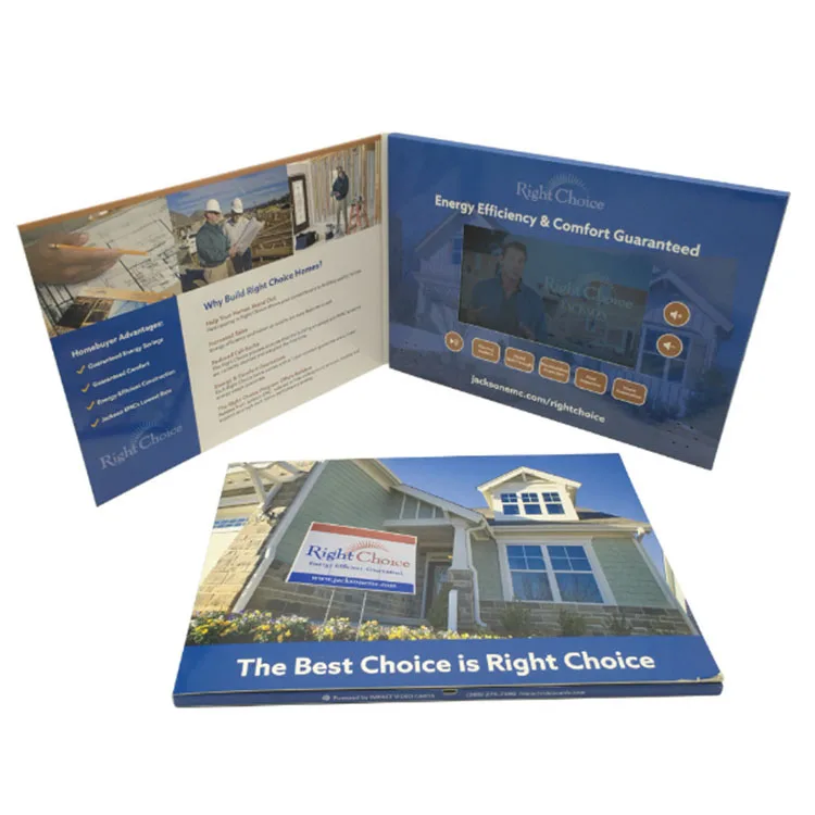 7 Inch Customized Video Book Digital LCD TFT Screen Video Brochure Catalog For Greeting Gift Invitation Business Card