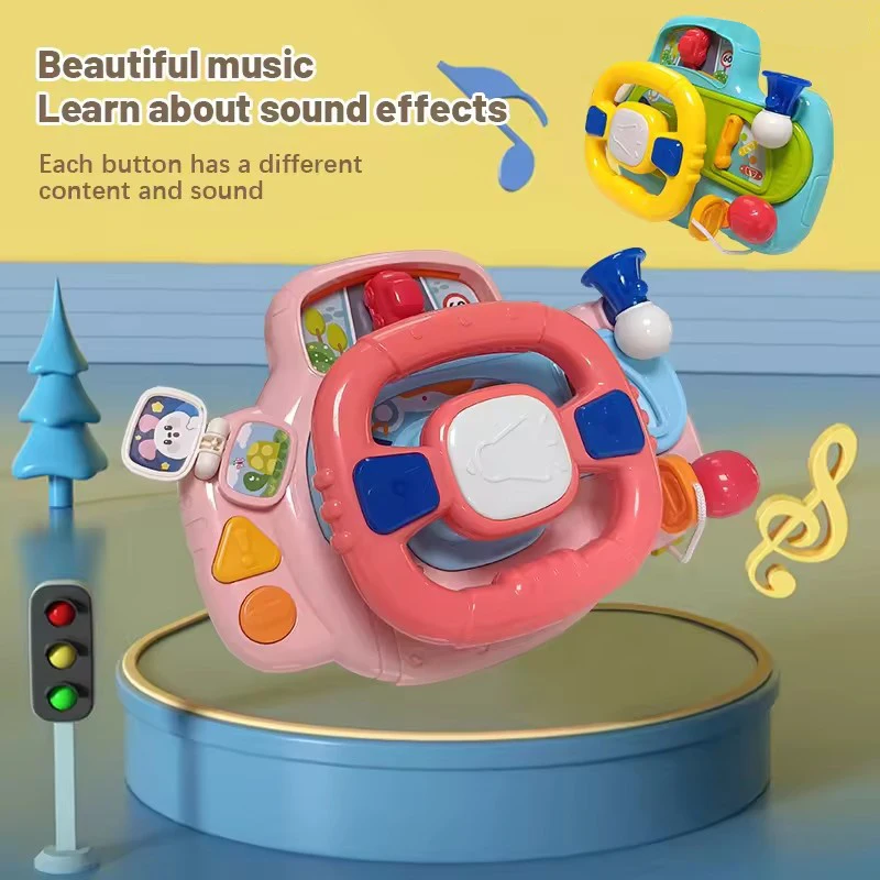 Simulation Driving Car Kids Steering Wheel Toy for Baby 18 Months Montessori Sensory Toy Car Steering Wheel with Sound Light
