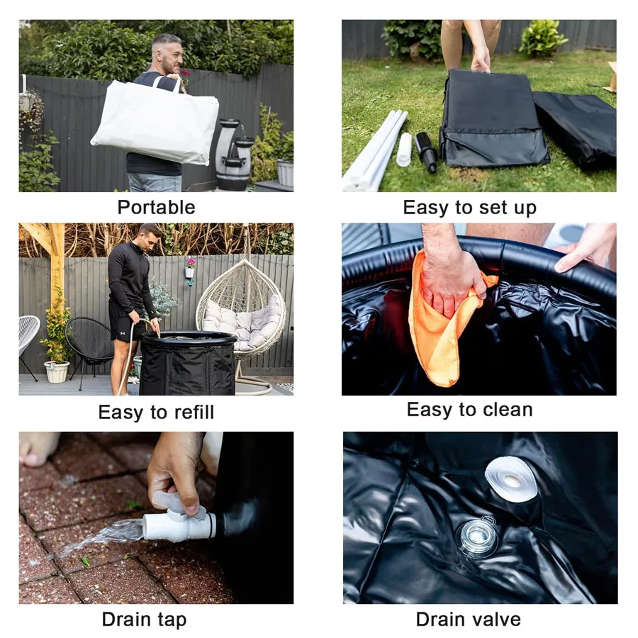 Custom Inflatable Portable Ice Bath Tub for Recovery Therapy Cold Plunge Pvc Bathtub with Lid