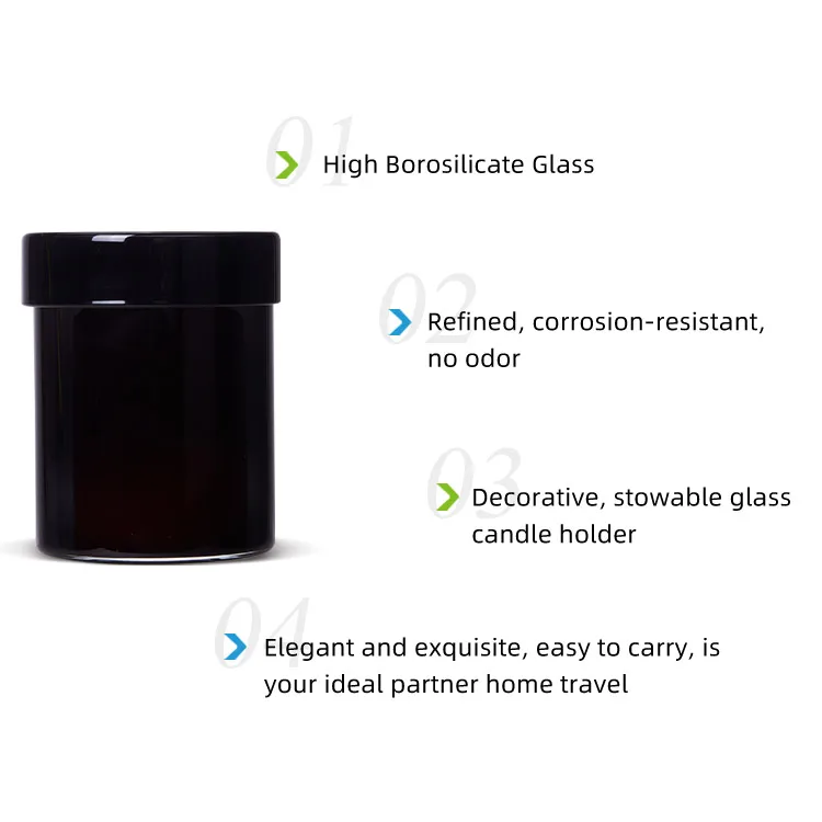 Custom Logo Luxury 8OZ 10OZ 14 oz Container Black Thick Empty Frosted Glass Candle Jars With Lid For Candle Making