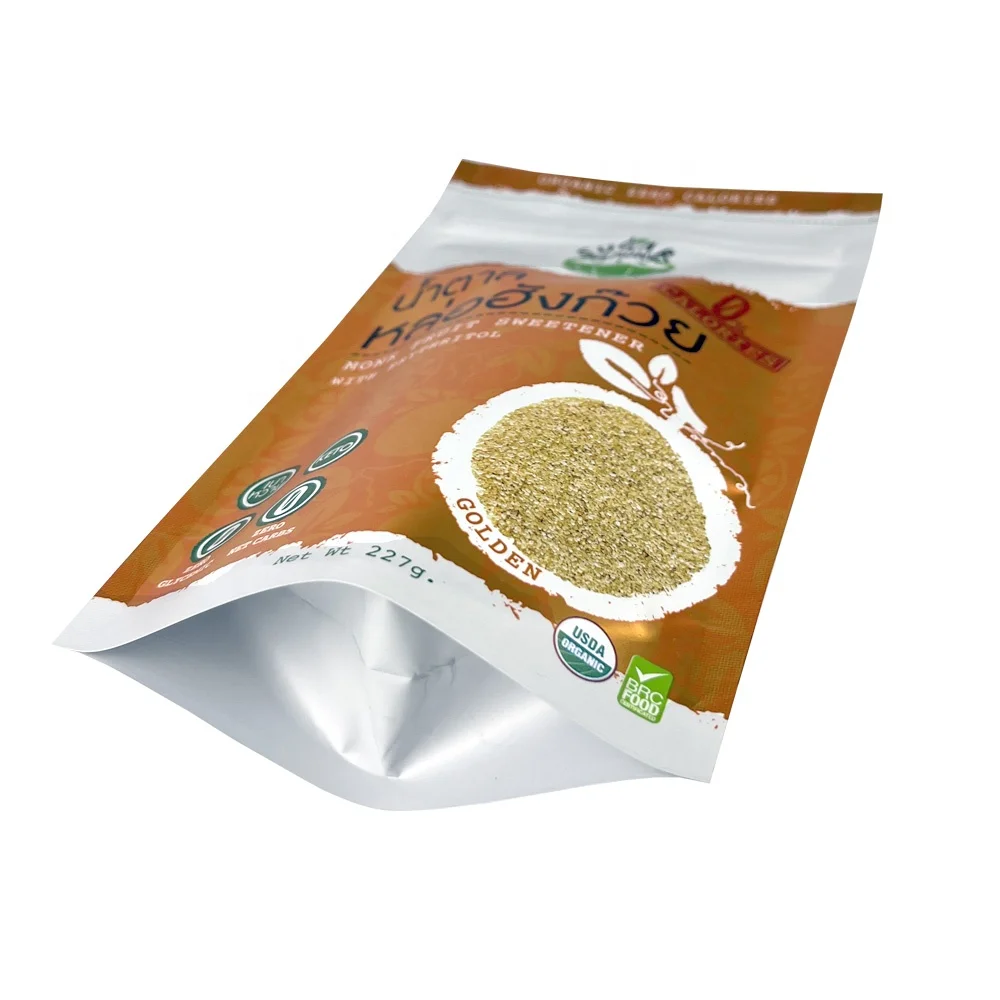 metallic color printing stand up pouch with zipper pack sugar seasoning spice