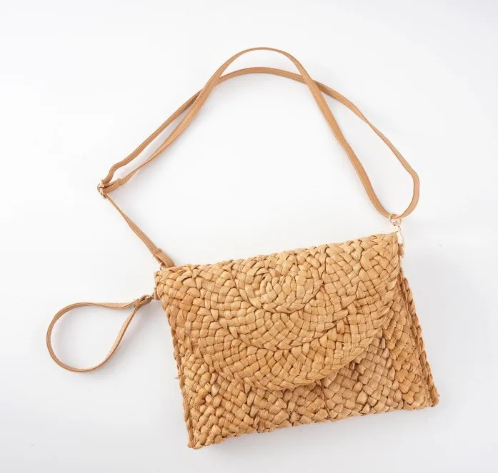 Straw beach bag Wheat straw clutch handmade straw pouch