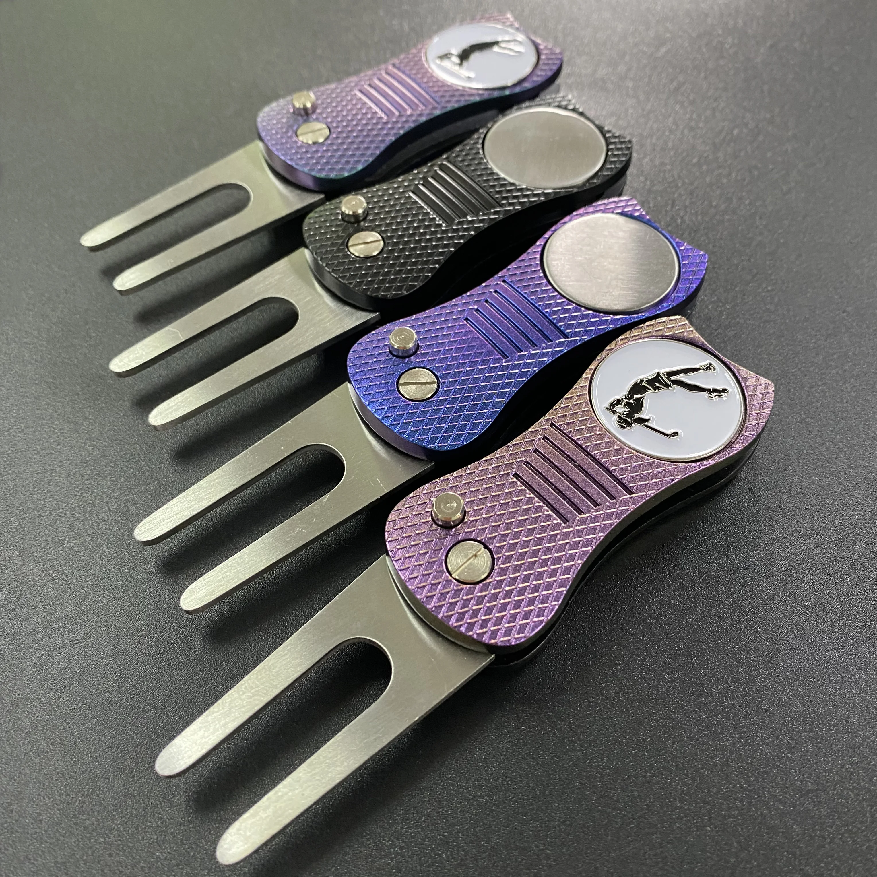 Zinc alloy Customized Golf Marker Pitch Divot Repair Switchblade Tool