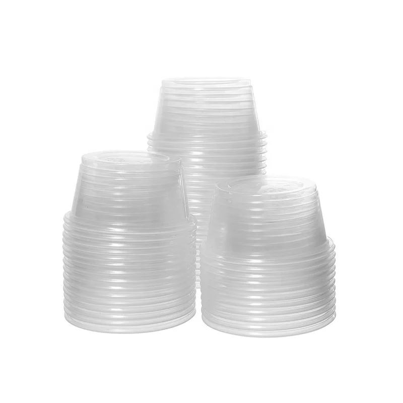 2 oz BPA Free Plastic Portion Cup with Clear Lids Disposable Jello Shots Sauce Condiment Souffle Dressing Mini Containers