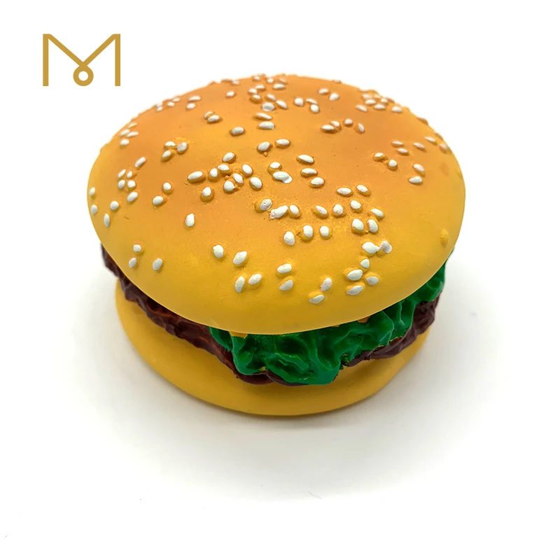 Promotion Eco friendly Squeaky Burger Bread Pet Cheeseburger Food Latex Rubber Dog Toy Free Sample