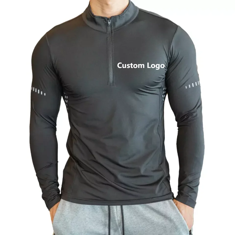 compression shirts men fitness wear quick dry custom long sleeve gym t-shirts workout men clothing